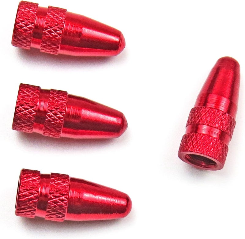 ANKECYC Red Aluminum Presta Valve Caps for Bike Tires – Fits Presta/French Valve Stems on MTB, Road, Hybrid & Mountain Bicycles – Durable Cycling Tire Stem Covers (4 Pack) - Image 1